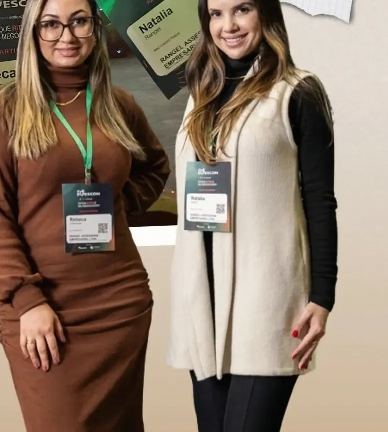 Natália Rangel e Rebeca, da Rangel, num evento de gestão contábil